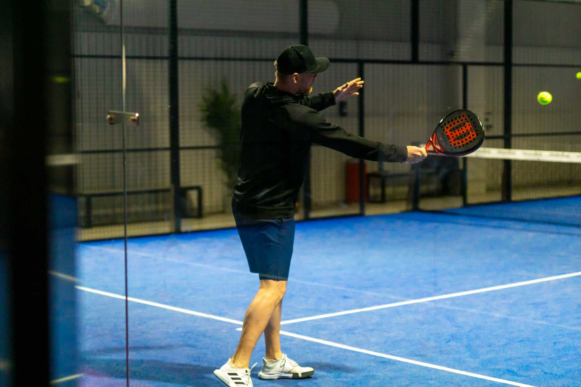 Martin hitting the ball